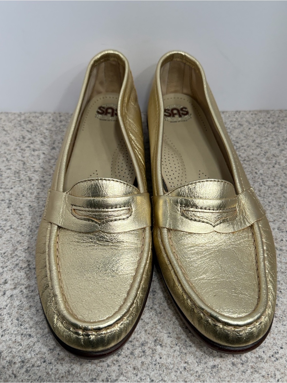 SAS Metro Loafers Slip On Comfort Shoes - Women's Size 8.5 N - Metallic Gold